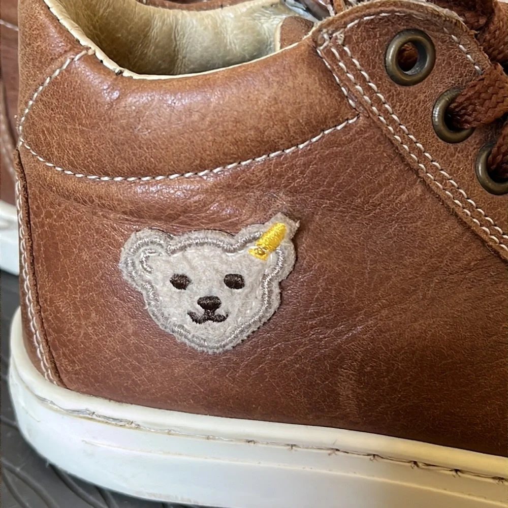 RARE Steiff KNOPF IM OHR Hi Top Leather Sneaker 13/30 Teddy Bear applique Unisex